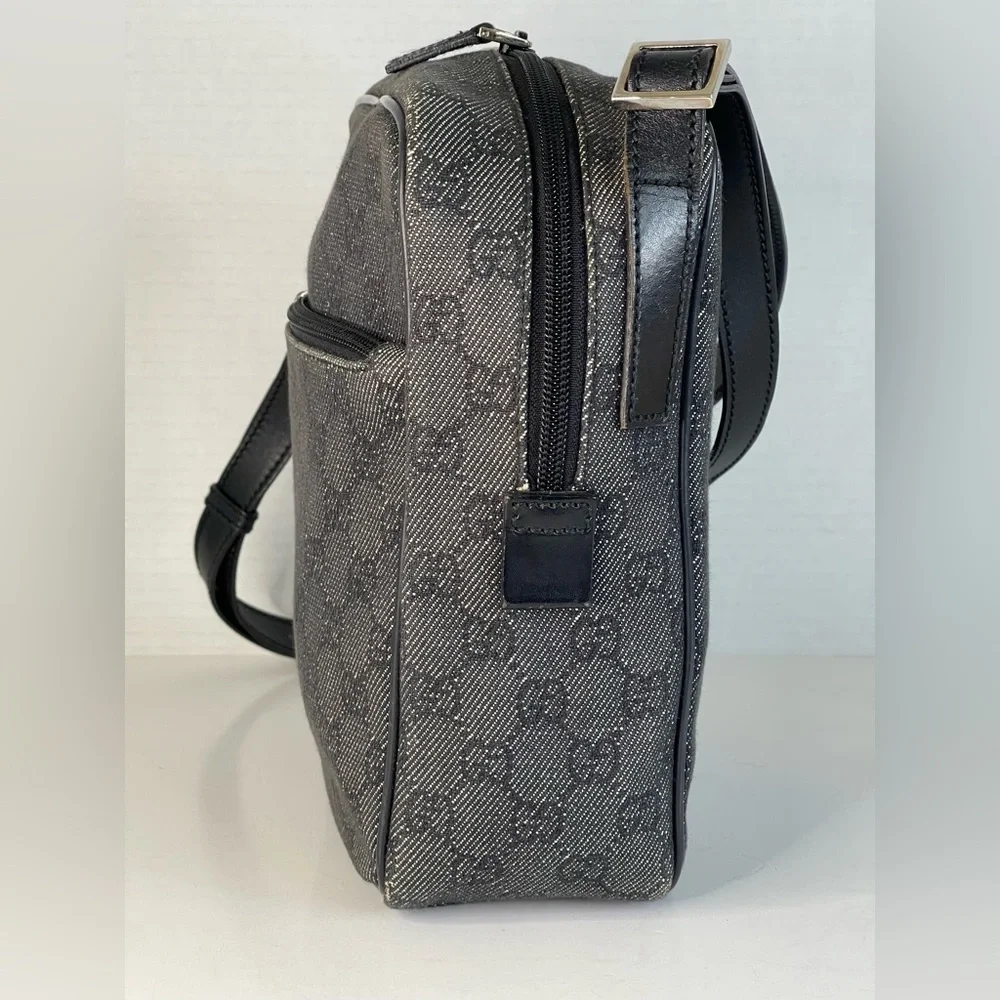 Gucci Black and Gray Monogram Messenger Bag